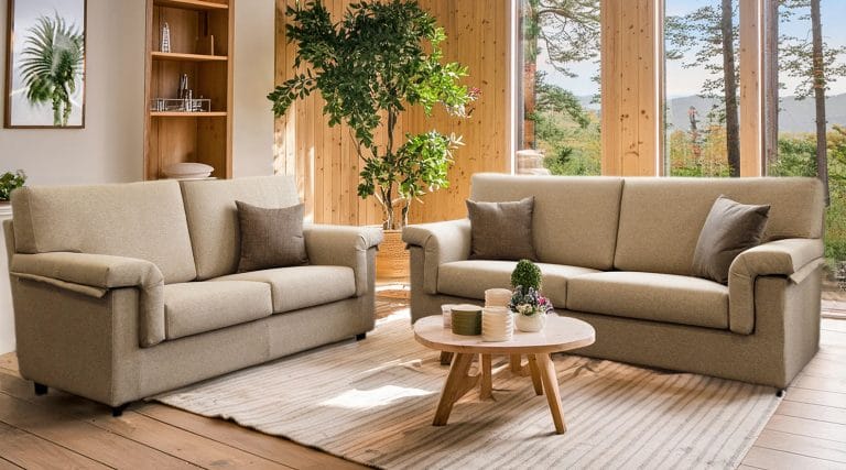 Divano Roma Uno con braccioli tondeggianti, design minimalista ed elegante